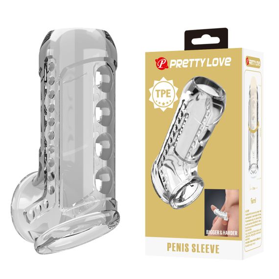 Стимулирующая насадка на пенис Pretty Love - Penis Sleeve Long Clear, BI-026267M Sex Aura