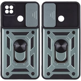 Ударостійкий чохол Camshield Serge Ring для Xiaomi Redmi 9C/Redmi 10A TPU+PC, Шторка на камеру, Зелений