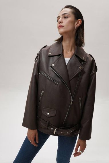 Косуха Oversize жіноча коричнева S-M | Зображення 4