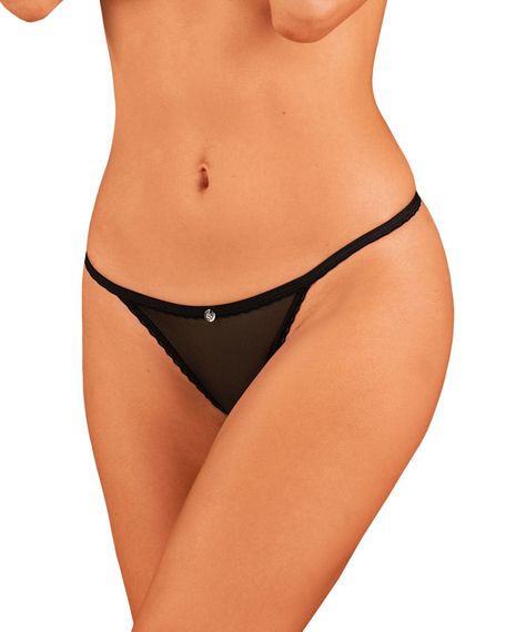Прозорі стрінги з доступом Obsessive Celia Noir crotchless thong XL/2XL | Зображення 2