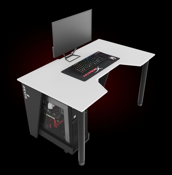 Стол геймерский ZEUS GAMER-2 белыйчерный бок | Зображення 1