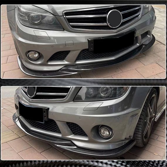 Накладка на передній бампер Lip V3 (для AMG 2008-2011, Карбон) для Mercedes C-class W204 рр | Зображення 2
