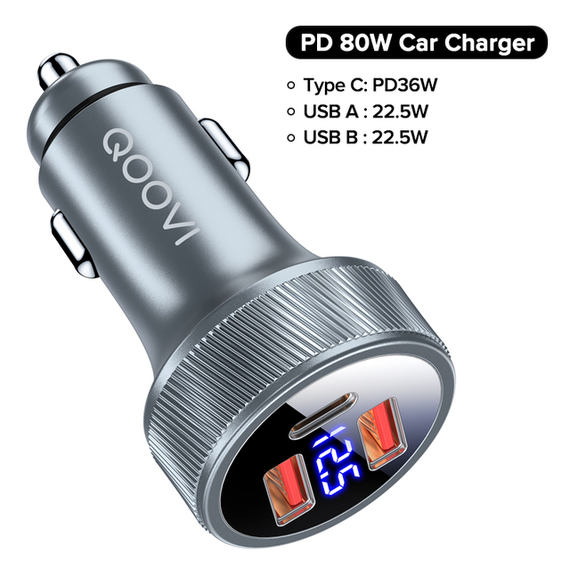 Автомобильное зарядное устройство SV QOOVI 80 Вт PD USB Type C, двухпортовое (sv2538)