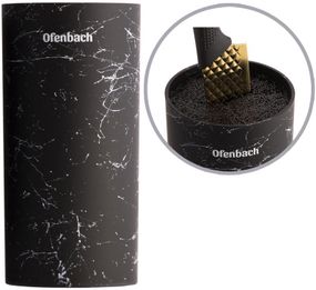 Підставка-колода Ofenbach Black Marble для кухонних ножів і ножиць 11х11х22см, кругла