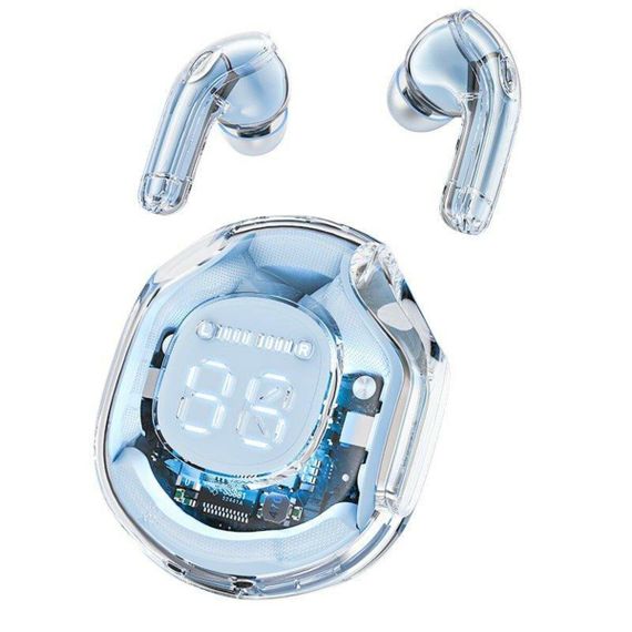 Наушники беспроводные Bluetooth ACEFAST T8 Crystal color (2) bluetooth earbuds Ice Blue | Зображення 1