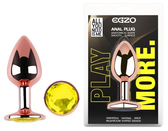 Анальна пробка з кристалом EGZO - Rose Gold Round Plug Lime size S Sex Aura