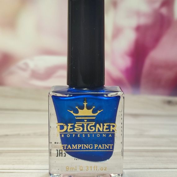 Лак-краска Designer №19 (Сапфировая с блестками) Stamping Paint 9 мл | Зображення 2