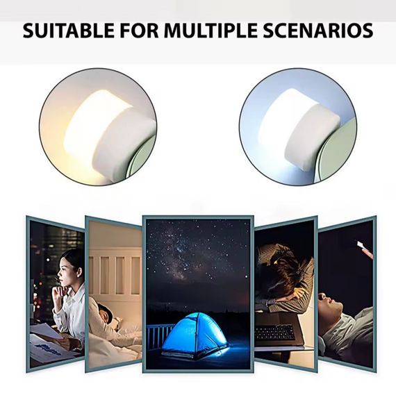 Портативная USB светодиодная лампа-ночник с белым (6500 К) светом, работает от Power Bank и др. гаджетов 5В | Зображення 9