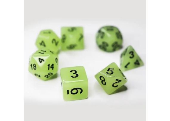Набір кубиків Glow in the dark 7 Dice Set White (7 шт.) | Зображення 1