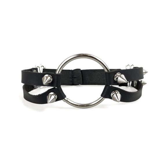 Чокер із металевим кільцем та шипами з натуральної шкіри Art of Sex - Ruby, колір Чорний Sex Aura | Зображення 1