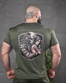 Тактична футболка для відведення поту odin вселенна олива ДЛ6543