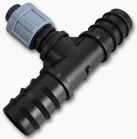 Трійник з'єднувач Bradas для трубки 25мм х2 / крапельна стрічка 25 шт