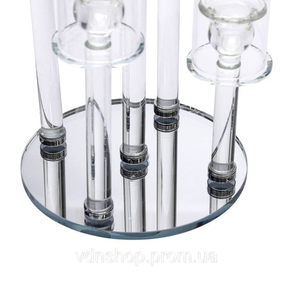 Подсвечник стеклянный на 5 свечей 20×72.5 см подсвечник декоративный прозрачный на ножке HP-4-64 | Зображення 5