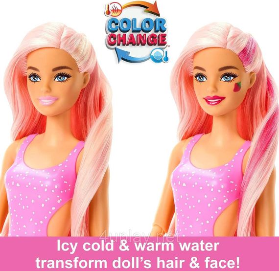 Набір Barbie Pop Reveal Fruit Series Strawberry Lemonade Лялька Барбі Соковиті фрукти Полуничний лимонад, змінює колір | Зображення 6