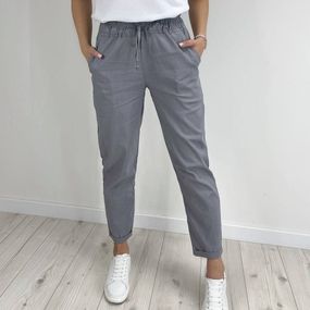 Женские легкие льняные брюки укороченные GF1702 цвет серый, размер 52