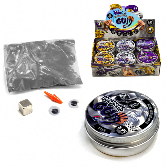 Жвачка для рук "Magnetic Gum" GUM-01 в металлической коробочке  Серебристый