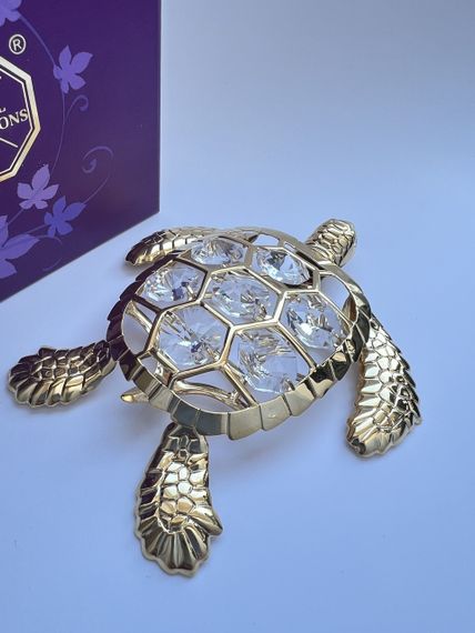Кришталева мініатюра ручної роботи зі стразами Swarovski: Океанічна черепаха, 10 см | Зображення 1