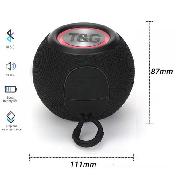 Бездротова потужна колонка TG337 з Bluetooth, RGB-підсвічуванням та радіо. Колір: чорний | Зображення 2