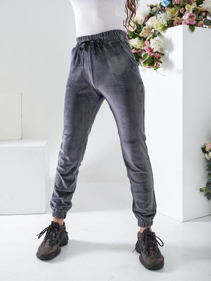 Женские модные велюровые брюки-джоггеры OB30/31 размер 52, цвет серый | Зображення 2