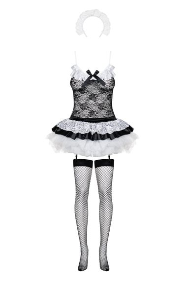 Ігровий костюм покоївки Obsessive Housemaid Чорно-білий L/XL | Зображення 5
