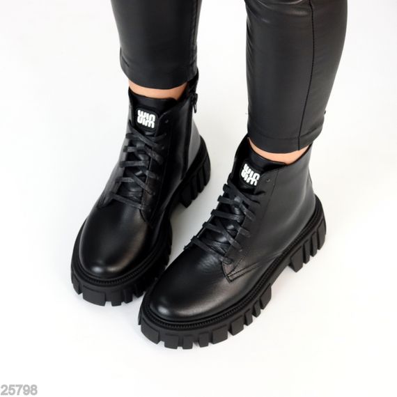 Чорні зимові черевики берці натуральна шкіра | Зображення 3