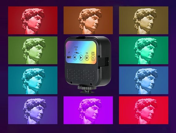 Лампа LED RGB с креплением для телефона WR-R1 | Студийный накамерный свет 3000-7000K | Зображення 5