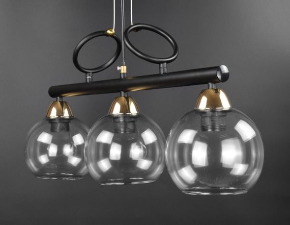 Люстра підвісна на 3 лампочки 26553 Чорний 40-190х15х65 см. | Зображення 1