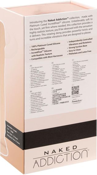 Фалоімітатор з вібрацією та ротацією Naked ADDICTION James 8″ Rotating & Vibrating Dong, пульт ДК Sex Aura | Зображення 9