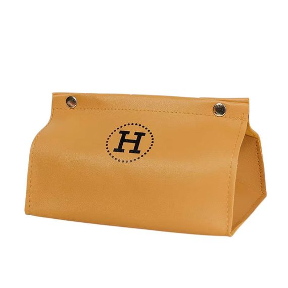 Серветниця з еко шкіри 20×7.5×11.5 см для серветок на кнопках Жовтий HP-3-213Y