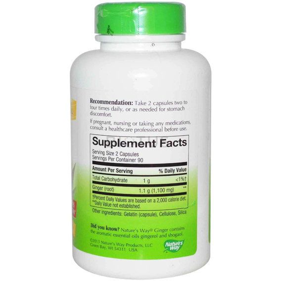 Корень имбиря Nature's Way Ginger Root 550 mg 180 Caps | Зображення 1
