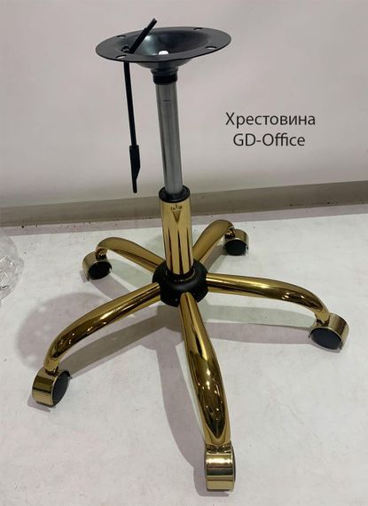 Крісло з підлокітниками на золотій хрестовині з коліщатками Gor GD-Office шкірозамінник білий | Зображення 3
