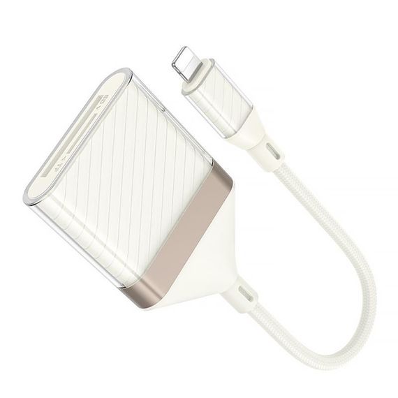 Перехідник Hoco UA40 Crystal 2in1 Lightning to SD/TF (0.15m) Apricot | Зображення 3