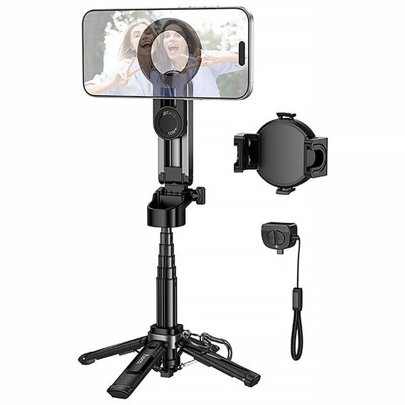 Монопод для селфи Hoco K27 Pro Magnetic Clamp 2in1 Black