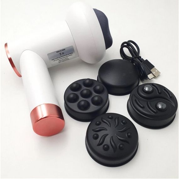 Масажер антицелюлітний для тіла рук та ніг 4 насадки 6 швидкостей Deep Rolling Massager. Колір: білий | Зображення 3