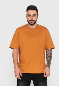 Футболка для чоловіків гірчична з написом, 2XL