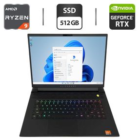 Ігровий ноутбук Dell Alienware m16 R1 / 16" (2560x1600) IPS / AMD Ryzen 9 7845HX (12 (24) ядер по 3.0 - 5.2 GHz) / 16 GB DDR5 / 512 GB SSD / nVidia GeForce RTX 4080, 12 GB GDDR6, 192-bit / WebCam б/в