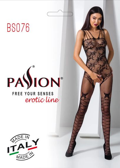 Комбінезон з орнаментом у вигляді квітів та відкритим доступом Passion BS076 black | Зображення 4