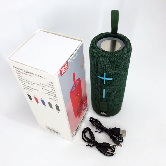 Портативна Bluetooth колонка TG619C FM-радіо USB/TF з ремінцем, колонка з акумулятором. Колір: зелений | Зображення 6