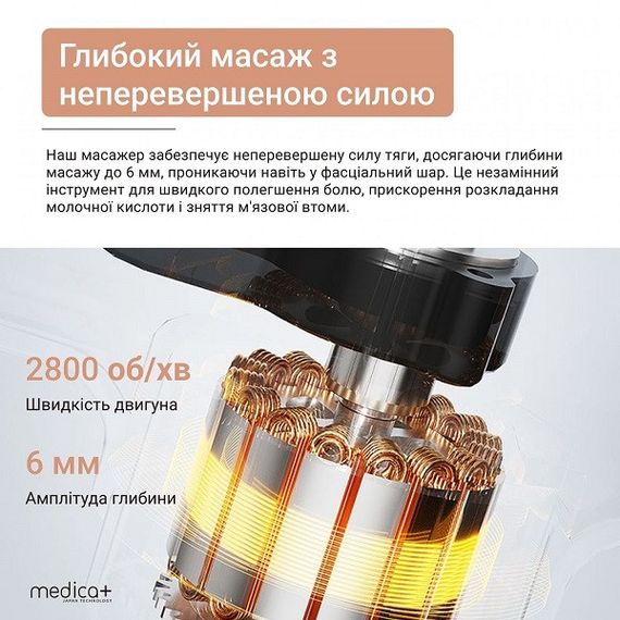 Перкуссионный ручной массажер для тела и мышц Medica+ MassHand Pro 4.0 black гарантия 1 год | Зображення 6