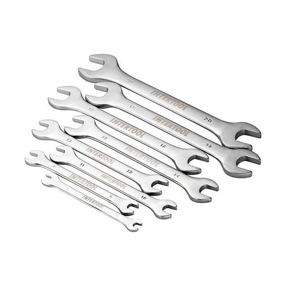 Набір ключів ріжкових 8 од., 6-22 мм, Cr-V INTERTOOL HT-1002 | Зображення 1