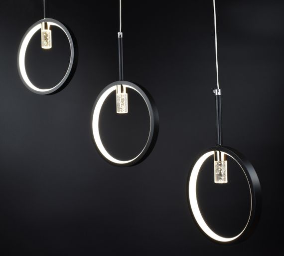 Люстра світлодіодна стельова LED світильник для квартири на стелю лед 26836 Чорний 30-150х6х80 см. | Зображення 3