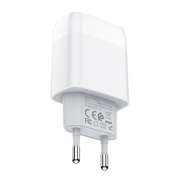 СЗУ 110-240V HOCO C72A 1xUSB, 2.1A, White, Blister | Зображення 3
