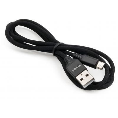 Дата кабель USB 2.0 AM to Micro 5P nylon 1m black Vinga (VCPDCMBN21BK) (VCPDCMBN21BK) | Зображення 2