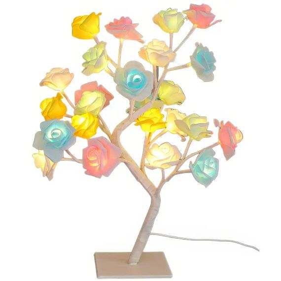 Біло-рожева Настільна світлодіодна лампа / Дерево Троянда / Декоративна настільна лампа для дому | Зображення 1