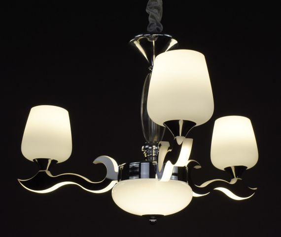 Люстра підвісна на 3 лампочки з пультом 27162 Хром 50-100х62х62 см. | Зображення 7