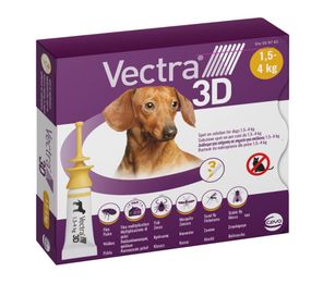Капли от блох и клещей Ceva Vectra 3D для собак весом от 1,5 до 4 кг