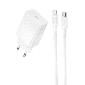 МЗП Borofone BAS75A Source PD30W (1USB-C) + кабель Type-C to Type-C White