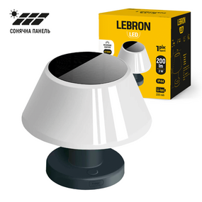 LED лампа настільна LEBRON L-SL-48601, 2W, 4100K, з сонячною панеллю, Li-Ion 2200mAh, IP44, шнур USB (арт.15-13-70)