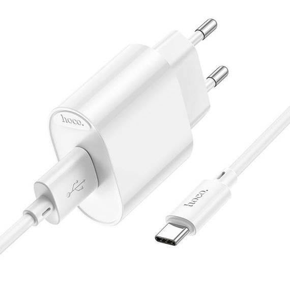СЗУ Hoco C109A Fighter 10.5W (1USB-A) + кабель USB to Type-C White | Зображення 1