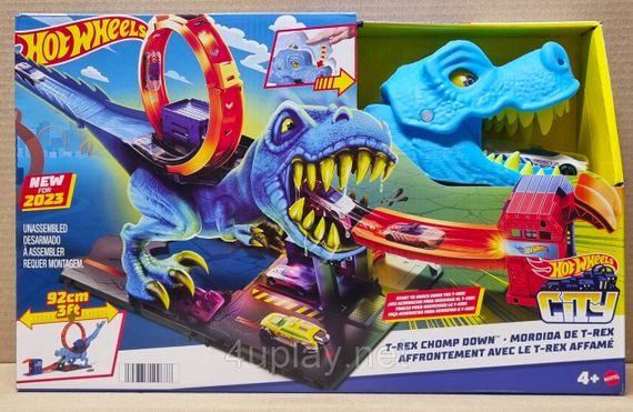 Трек Хот Вилс Сити Опасные существа Охота Тиранозавра Оригинал Hot Wheels City T-Rex Chomp Down | Зображення 1